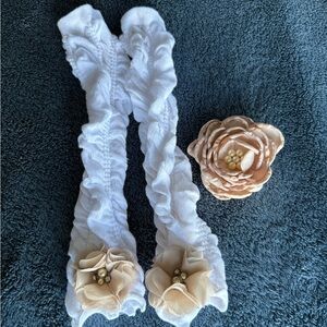 Bundle of matching hair a flower clip and Leg warmers for toddlers from etsy